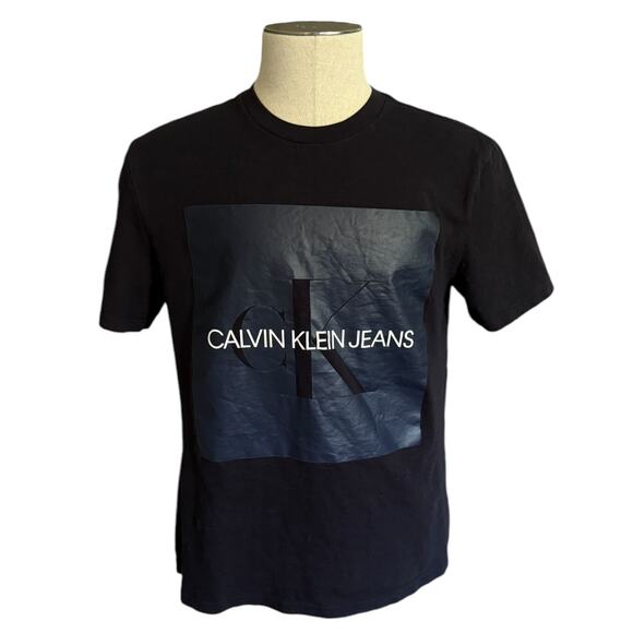 Calvin Klein Jeans Black Cotton Print Shirt Size Large - Picture 1 of 3